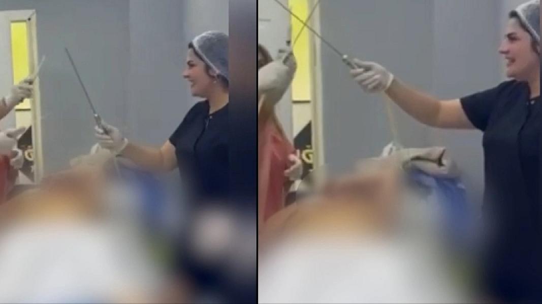 Həkimlərin rəqs etdiyi görüntülərdə əməliyyat olunan