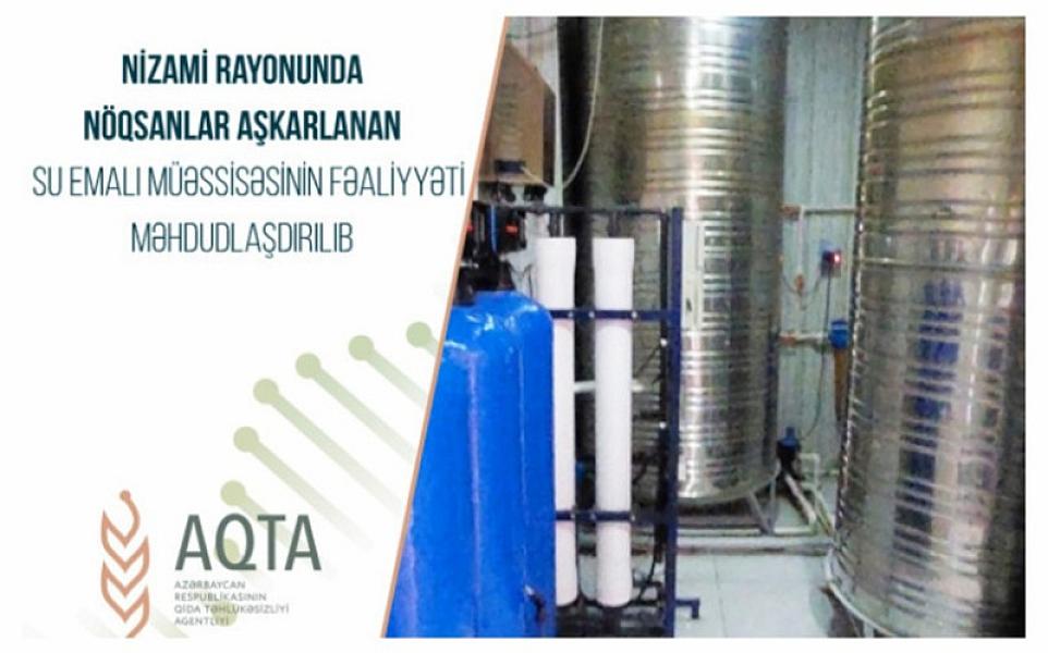 Bakıda nöqsanlar aşkarlanan su emalı müəssisəsinin fəaliyyəti məhdudlaşdırılıb